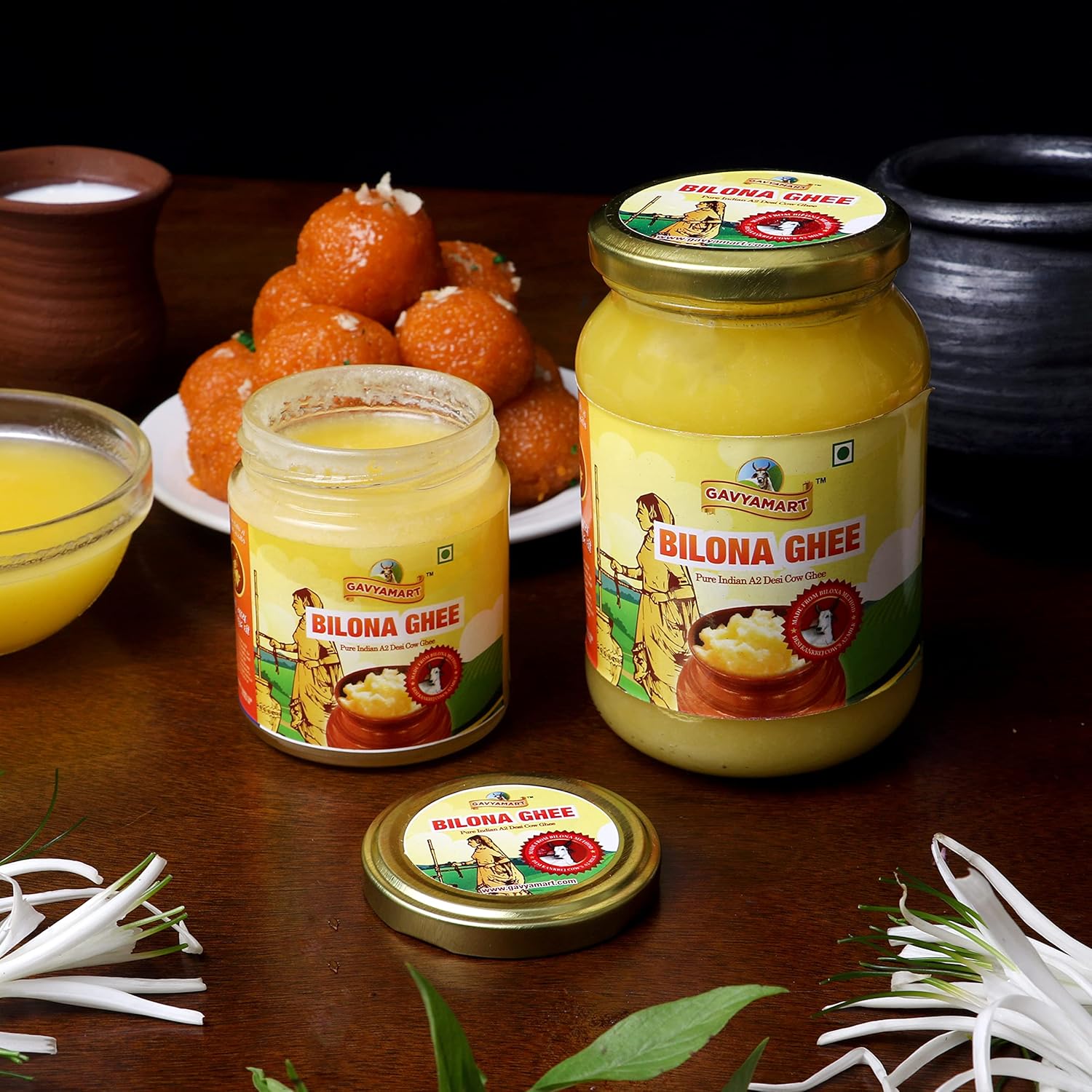 Pure Organic Bilona Ghee By Gavyamart | Rich In Healthy Fat Nutrients Desi Cow Ghee Perfect For Enhances Taste | (1 Litr ) 33.8 Ounce | Jar Pack Pure Organic Bilona Ghee By Gavyamart | Rich In Healthy Fat Nutrients Desi Cow Ghee Perfect For Enhances Taste | (1 Litr ) 33.8 Ounce | Jar Pack