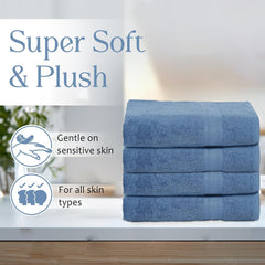 Ambra Linens 500 Gsm Highly Absorbent Towel 100% Cotton, Soft & Plush All Seasons Use, Large, Everyday Use, Durable (4 Pcs Sky Blue)