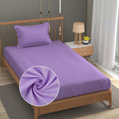 Solid Plain Single Size Bedsheet Set With 1 Pillow Covers | Size - 60 X 90 Inches, Purple | Ideal For All Seasons Due To Its Breathable Nature