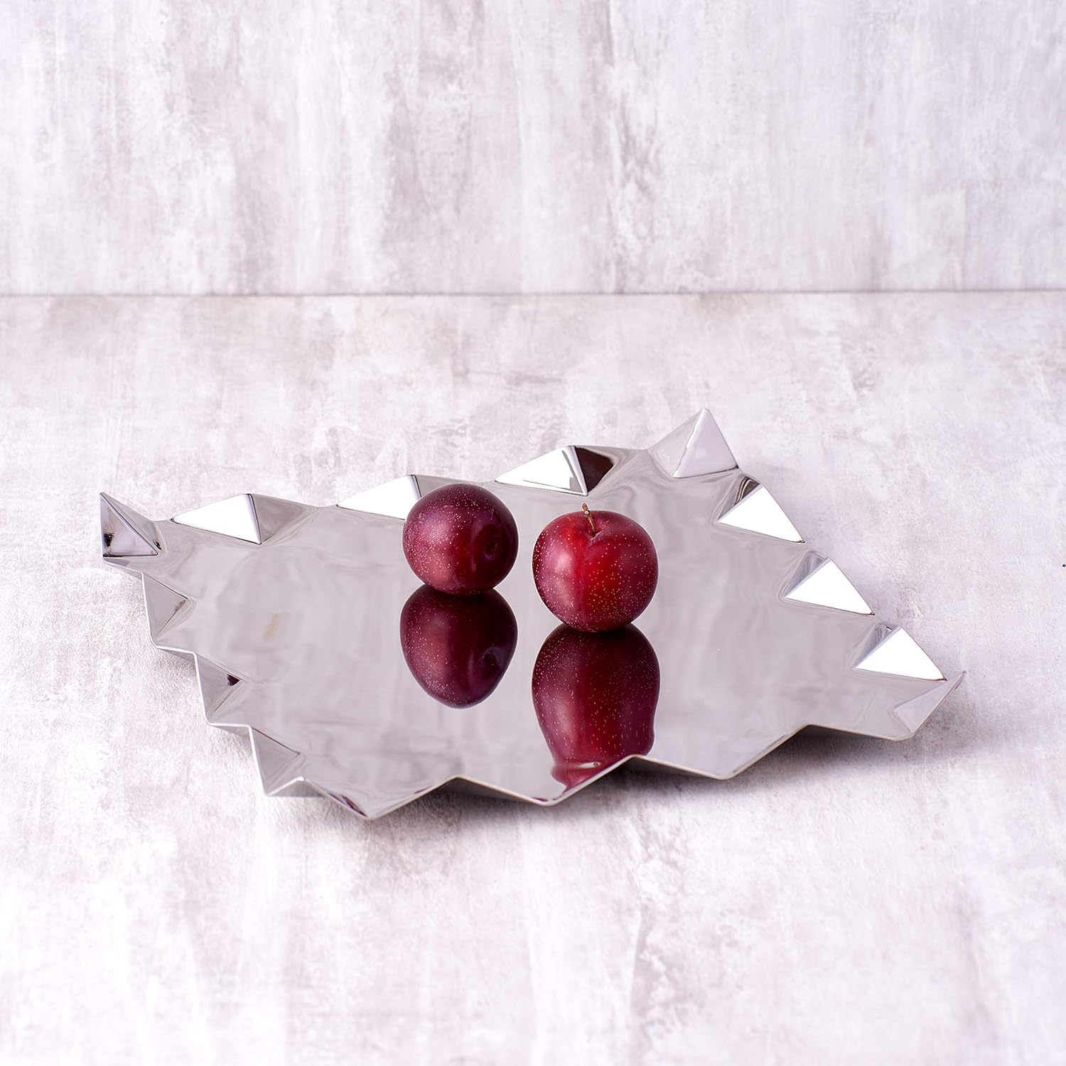 Designer Chrome Stainless Steel Square Platters, Large - Criss Cross Series | Corporate Gifting For Diwali - Zig Zag Serving Tray For Food Dessert Fruit Coffee Tea Designer Chrome Stainless Steel Square Platters, Large - Criss Cross Series | Corporate Gifting For Diwali - Zig Zag Serving Tray For Food Dessert Fruit Coffee Tea
