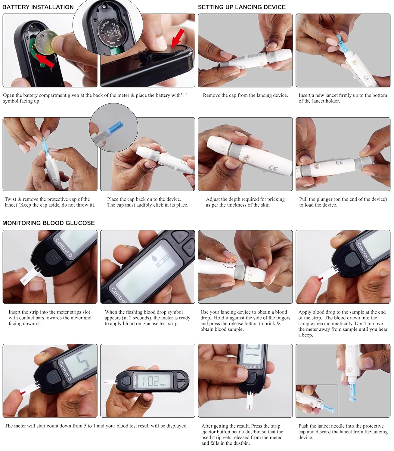 Control D Blood Glucose Monitor (Pack of 20 Strips, Black) Control D Blood Glucose Monitor (Pack of 20 Strips, Black)