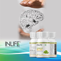 Inlife Ginkgo Biloba Extract Capsules 120mg, Herbal Supplement, Memory Support | 60 Veg Capsules 50gm 0.1lbs
