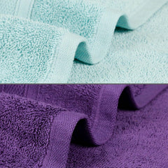 Mytrident Soft Comfort Air Rich 100% Cotton Bath Towel 1000 Gsm | Highly Absorbent Towels For Men & Women Bath Towel (Nile Blue & Plum) - 2 Pcs