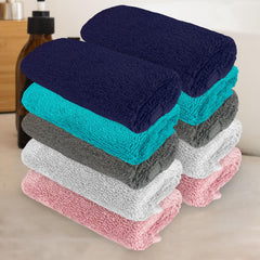 Heelium Bamboo Face Towel 1200 Gsm | Ultra Absorbent & Odour-Free 3x Softer Than Cotton Towels | Pack Of 10 -Blue, Teal, Grey, Light Grey & Peach