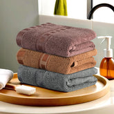 Kuber Industries Pack Of 3 Cotton Hand/Face Towels For Men & Women | Easily Washable | Workout Gym Napkins For Men | Pocket Towel (Grey-Golden & Brown)