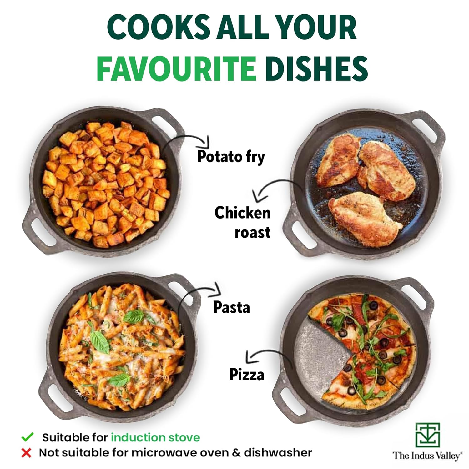 Pre-Seasoned Black Cast Iron Fry Pan Or Skillet With Double Handle - Medium 24.6 Cm, 9.7 Inch, 1.8 Liters, 2.6 Kg | Induction Friendly, Nonstick Fry Pan, 100% Pure & Toxin Free, No Chemical Coating Pre-Seasoned Black Cast Iron Fry Pan Or Skillet With Double Handle - Medium 24.6 Cm, 9.7 Inch, 1.8 Liters, 2.6 Kg | Induction Friendly, Nonstick Fry Pan, 100% Pure & Toxin Free, No Chemical Coating
