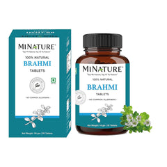 Mi Nature Brahmi Tablets Herbal Bacopa Monnieri, 100% Pure & Natural 500mg, 45 Day Supply | 90 Tablets 150gm 0.3lbs