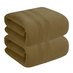 House Of Terry 100% Cotton Bath Towel 900 Gsm | Quick Dry, Fade-Resistant, Soft, Lightweight & Absorbent For Men & Women Large Size Towel (Brown) - 2 Pcs