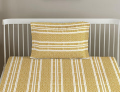 Cotton Printed Single Flat Bedsheet With 1 Pillow Cover - 60 X 100 Inches, White & Mustard | Breathable & Skin Friendly Bedsheet | Ideal For Year Round Use