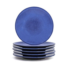 Quarter Plates Set Of 6, Blue Reactive Luxury Series | Stoneware Snacks Plates Set Of 6 | Dessert Plates - Snack Plates | Small Plates With Glossy Finish - Microwave Safe & Dishwasher Safe