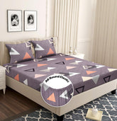Premium Cotton Double Bedsheet For With 2 King Size Pillow Covers Soft | 72x78+10 Inches, Grey - Double Bed With All Around Elastic | Soft & Smooth To The Touch