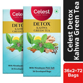 Celest Detox Kahwa Green Tea With Himalayan Pink Salt - Pack Of 2 X 36 Enveloped Tea Bags | Perfect Weight Loss Green Tea With Herbal Goodness - Mixed Herbs & Spices