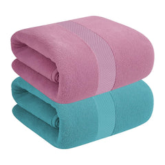 House Of Terry 100% Cotton Bath Towel 900 Gsm | Quick Dry, Soft & Absorbent, Fade-Resistant, Skin-Friendly For Men & Women Towel (Sky Blue & Lilac) - Pack Of 2