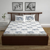 100% Cotton Double Bedsheet With 2 Pillow Cover - 87 X 100 Inches, Grey Blue | Lightweight, Soft, Skin Friendly - Durable Bedsheets For Everyday Comfort