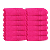 Boutiquo Ultra Soft 100% Cotton Washcloths 1800 Gsm | Contains Face Cloths Compact & Lightweight Multi Purpose Washcloths - Hot Pink (12 Piece)