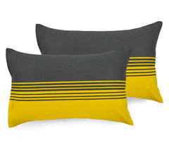 1 King Size Bedsheet With 2 Pillow Covers - 104 X 104 Inches, Yellow & Grey | Soft Wrinkle Free & Breathable Bedsheets - Durable & Long Lasting Bedsheet