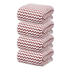 Black Gold The Finer Touch Microfiber Zigzag Bath Towel 1400 Gsm | Soft & Quick Dry Towel Lightweight & Absorbent Use For Men & Women (Purple) - Pack Of 4