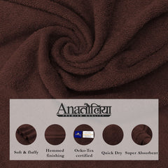 Sassoon Anatolia Bath + Hand & Face Towel 900 Gsm (Cocoa) - Pack Of 3