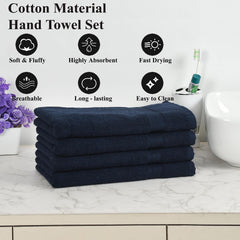 Fresh From Loom Luxury Fur Collection Hand Towel 500 Gsm Napkins Cotton High Absorbency Double Stitched Size (Blue) - Set Of 4