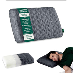 Memory Foam Pillow For Neck & Shoulder Pain, Relief-Cervical, Black Pillow, Medium Firm-Standard Size - 4 Inch, H-Grey, For Sleeping-Orthopedic Bed Pillow For Back, Side & Stomach Sleepers