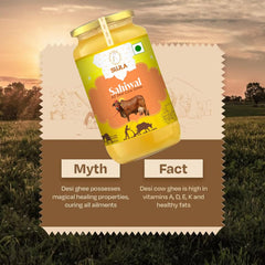 Pure A2 Desi Sahiwal Cow Ghee By Sujla | Naturally Rich Taste & Aroma Desi Pure Ghee Perfect For Supports Digestion | (500ml) 16.9 Ounce | Jar Pack