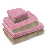 Haus & Kinder Harmony Combed Bath 1800 Gsm | Ultra Soft, Super Absorbent 100% Cotton Towels For Bathroom, Gym, Travel, Sports & Yoga | Pink & Taupe (Pack Of 6)