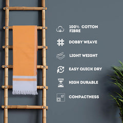 Pure Cotton Turkish Bath Towel 350 Gsm | Extra Soft Plush Light Weight Quick Dry Travel Thin Towels (Mango Yellow)