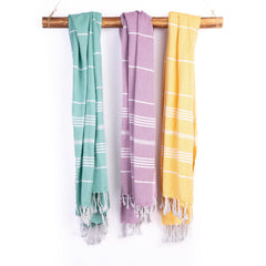Haber Premium Basic Large Size 100% Cotton Towel 900 Gsm | Soft, Absorbent & Comfortable Quick Dry Bath Towels - Plum, Yellow & Mint (3 Pcs)