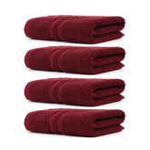 Zahya Terry Cotton Hand Towels 800 Gsm | Soft, & Absorbent Hand, Face, Gym & Travel Use (Maroon) - Pack Of 4