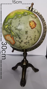 Globe Educational Political World Globe With Metal Finish, Home Decor, Office Decor, Gift For Students Green 12" Inch, Pack Of 1