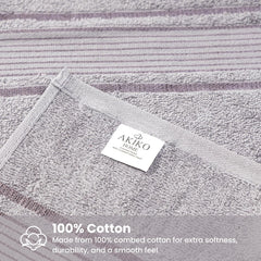 Akiko Home 100% Cotton Essential Series Hand Towels 1200 Gsm | Soft, Absorbent & Durable, Cotton Hand Towel For Bathroom Use, Gentle On Skin- Pack Of 6 (Grey & Navy)