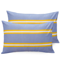 Cotton Bedsheet With 2 Pillow Covers - 88 X 96 Inches, Grey & Yellow | Ideal For Villas, Guest Houses, & Daily Home Use Double Bedsheet
