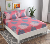 Elastic Fitted Bedsheets With 2 King Size Pillow Covers | Size 72x78+10 Inches, Pink | Double Bed With All Around Elastic 180 TC Super Soft