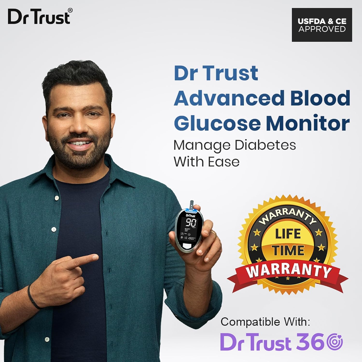 Dr Trust Fully Automatic Blood Sugar Testing Glucometer Machine With 10 Strips - Black Dr Trust Fully Automatic Blood Sugar Testing Glucometer Machine With 10 Strips - Black