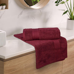 Trident Soft Comfort Air Rich 100% Cotton Bath Towels 500 Gsm | Large Size Bathroom Towels For Men/Women, 2 Pcs (Red Wine)