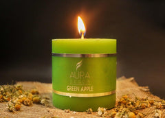 GREEN APPLE FRAGRANCE PILLAR CANDLE PACK OF 2 | PERFECT FOR EVENTS DECOR CANDLE