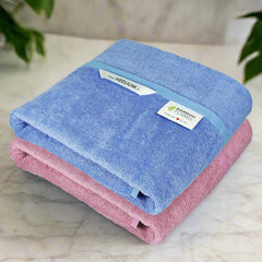 Heelium Bamboo Bath Towel 3x Softer & Quick Drying 400 Gsm (Iris & Peach)