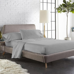 Cotton Fitted Bedsheet For Double Bedsheet With 2 Pillow Covers, Bedding Set - 72x78 Inches, Grey | Sateen Weave Queen Size Bed Sheet, 12" Deep Pocket- 1 Elastic Fitted Bed Sheet
