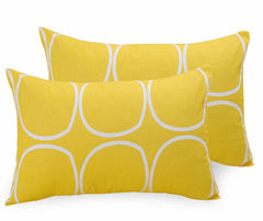 Cotton Double Bedsheet For Queen Size With 2 Pillow Covers - 88 X 96 Inches, Grey & Yellow | Good For Guest Houses, & Daily Home Use