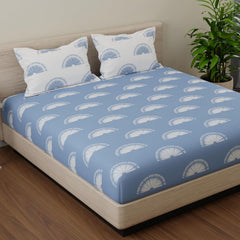 1 Double Bedsheet With 2 Pillow Covers - 88 X 96 Inches, Blue & White | Soft & Comfortable Feel To Your Skin | Do Not Bleach