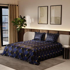 Premium Bedding Set King Size Bedsheet With 2 Pillow Covers | 90 X 108 Inches, Black & Blue | Ultimate Comfort, Breathable - Wedding Gift For Couples