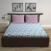 Cotton Double Bedsheet With 2 Pillow Covers - 87 X 100 Inches, Lavender Blue | Smooth & Comfortable For Daily Use - All Weather Coziness & Bedroom Style