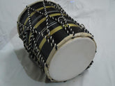 Baby Mini Dholak 9 Inch For Kids - Indian Folk Musical Instrument | Decoration Black Color, Nickel Plated Bolts & Nuts