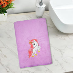 Maxoshine Microfiber Kids Bath Towels 400 Gsm | Quick Dry Super Absorbent Super Soft Bath Towel For Babies Toddler-Baby Towel - Purple (Unicorn Design)