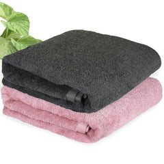 Heelium Bamboo Bath Towel | Lightweight & Quick Drying | Ultra Absorbent Towel 400 Gsm | Pack Of 2 - Peach, Grey