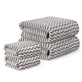Kuber Industries Cotton Bath & Hand Towels 1400 Gsm | Quick Absorbent Easily Washable For Men & Women Workout Gym Napkins For Men - Zig Zag - Grey (Pack Of 4)