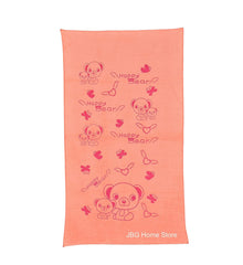 Jbg Home Store Kids Bath Towel 250 Gsm | Premium Microfiber Quick Drying Towels For Babies, Cartoon Print Wash Dry Cloth Towel (Peach Bear) - 1 Pcs
