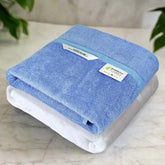 Heelium Bamboo Bath Towel 3x Softer & Quick Drying 400 Gsm (Iris & White)