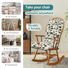 Extra Long Chair Cushion For Comfortable Sitting, Tree Printed - Green - 18 X 48 Inch | Rocking Chairs For Indoor & Outdoor | Cushion For Home, Office | Back Rest Support Cushion With Ties