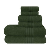 Boutiquo 100% Cotton 2 Bath, 2 Hand & 2 Face Towels 1800 Gsm | Eco-Friendly Towels For Men & Women Ultra Soft & Highly Absorbent - Olive Green (Set Of 6)